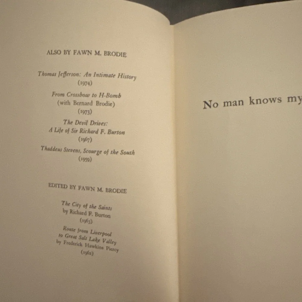 No Man Knows My History: The Life of Joseph Smith by Fawn M. Brodie